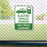 Portrait Round Plus Electric Vehicle Parking Only While Charging Door or Wall Sign | Electric Vehicle Charging Station | Parking