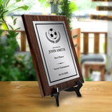 Soccer Customizable Wooden Award Plaque | Easel Mount Option | Achievement and Recognition Personalizable Plaques