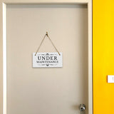 Under Maintenance 5" x 10" Hanging Wall or Door Sign | Rustic Twine | Stylish Business or Office Signage