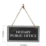 Notary Public Office 5" x 10" Hanging Wall or Door Sign | Legal and Court House Rustic Twine Signage