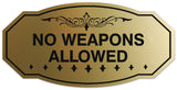 Signs ByLITA Victorian No Weapons Allowed Wall or Door Sign - Laser-Engraved Lettering | Durable ABS Plastic | Vibrant Colors | Powerful Foam Tape