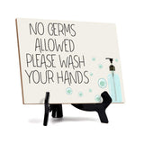 Signs ByLITA No Germs Allowed Please Wash Your Hands, Hygiene Table Sign, 6" x 8"
