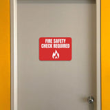Classic Framed Plus Fire Safety Check Required Door or Wall Sign | Safety and Maintenance