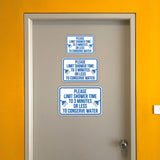 Classic Framed Plus Please Limit Shower Time To 3 Minutes Or Less To Conserve Water Wall or Door Sign | Indoor Gym Signage