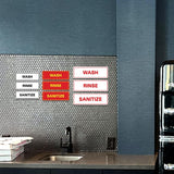 All Quality Standard WASH RINSE SANITIZE Set of 3 Bay Sink Signs - Restaurant & Commercial Kitchen Sink Signs - Easy to Install