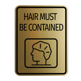Signs ByLITA Portrait Round Hair Must Be Contained Door or Wall Sign Durable ABS Plastic | Laser Engraved | Easy Installation | Kitchen | Hygiene