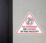 Standard 'No Smoking or Vaping in The Facility' Wall or Door Sign