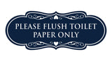 Designer Please Flush Toilet Paper Only Wall or Door Sign