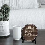 Server Room Circle Table Sign with Acrylic Stand (5x5") | Office Building Maintenance Sign