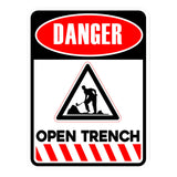 Portrait Round Plus Danger Open Trench Wall or Door Sign | Health And Safety Signage