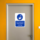 Portrait Round Plus Use Handwash Station Before Entering Door or Wall Sign