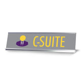 C-Suite Grey, Silver Frame, Desk Sign (2x8")