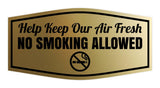 Signs ByLITA Fancy Help Keep Our Air Fresh: No Smoking Allowed Easy Installation | Durable Construction | Barbers | Grooming and Styling | Hair Wall or Door Sign