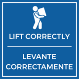 Signs ByLITA Square Lift Correctly Wall or Door Sign | Spanish Bilingual Warehouse Health and Safety Signs