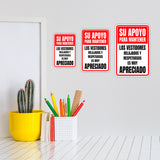Portrait Round Plus Su Apoyo Para Mantener Los Vestidores Relajados y Respetuosos es Muy Apreciado Wall or Door Sign | Spanish Dressing Room Retailer Signage