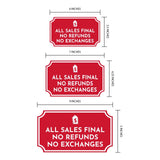Notched Standard 'All Sales Final No Refunds No Exchanges' Wall or Door Sign | Customer Interaction Sign