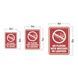 Portrait Round Plus No Playing with Matches or Lighters Wall or Door Sign | Home Safety Sign