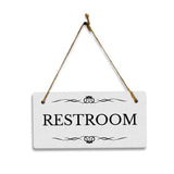 Restroom 5x10 Hanging Plus Wall or Door Sign | Rustic Twine | Range of Vibrant Decor Styles | Bathroom Signs For Home and Business