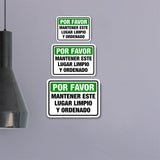 Classic Framed Plus Por Favor Mantener Este Lugar Limpio Y Ordenado Door or Wall Sign | Spanish Business Signage