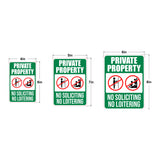 Portrait Round Plus Private Property No Soliciting No Loitering Door or Wall Sign | Safety Signage
