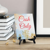 Signs ByLita Cash Only, Blue Watercolor Table Sign (6 x 8")