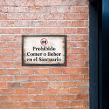 Classic Framed Plus Prohibido Comer o Beber en el Santuario Door or Wall Sign | Spanish - Office Room & Area Signs