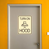 Signs ByLITA Portrait Round Turn On Hood Door or Wall Sign Durable ABS Plastic | Laser Engraved | Easy Installation | Kitchen | Hygiene