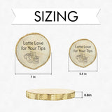 Coffee Themed Tips Rustic Wood Discs – Natural Bark-Edge with a Sleek Black Acrylic Easel