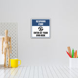 Square Plus Respawn Zone: Enter at Your Own Risk Wall or Door Sign | Easy Installation | Gaming Room Signage