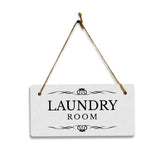Laundry Room 5x10 Hanging Plus Wall or Door Sign | Rustic Twine | Range of Vibrant Decor Styles | Room Signs For Home and Business