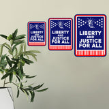 Portrait Round Plus Liberty and Justice for All Door or Wall Sign | Easy Installation | Patriotic Stars and Stripes USA Pride Sign