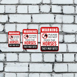 Portrait Round Plus Warning Please Do Not Feed The Horses They May Bite! Wall or Door Sign | Farm/Barn Warning Signage