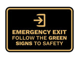 Signs ByLITA Classic Framed Emergency Exit Follow the Green Signs to Safety Wall or Door Sign