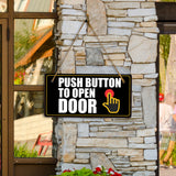 Push Button To Open Door 5x10 Hanging Plus Wall or Door Sign | Rustic Twine | Office and Workplace Signage