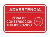 Signs ByLITA Classic Framed Advertencia Zona de construcción Utilice casco Door or Wall Sign Easy Installation | Health And Safety | Building And Hospitality