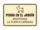 Signs ByLITA Classic Framed Perro En El Jardín Mantenga la Puerta Cerrada Wall or Door | Spanish Home Security Signs