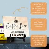 Coffee Bar. Love is Brewing Table Sign with Easel Stand, 6" x 8"
