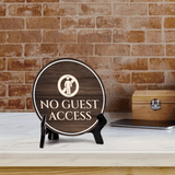 No Guest Access Circle Table Sign with Acrylic Stand (5x5") | Patron Guest Comfort and Safety Sign