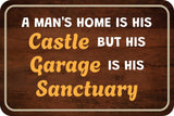 Classic Framed Plus A Man's Home Is His Castle But His Garage Is His Sanctuary Door or Wall Sign | Home Decor