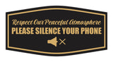 Signs ByLITA Fancy Respect Our Peaceful Atmosphere: Please Silence Your Phone Easy Installation | Durable Construction | Barbers | Grooming and Styling | Hair Wall or Door Sign