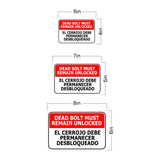 Classic Framed Plus Dead Bolt Must Remain Unlocked / El Cerrojo debe permanecer desbloqueado/ Bilingual Spanish Door or Wall Sign | Business & Warehouse Signage