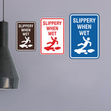 Signs ByLITA Portrait Round Slippery When Wet Wall or Door Sign