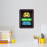 Portrait Round Plus Gamers Only Beyond This Point Wall or Door Sign | Easy Installation | Gaming | Home Decor