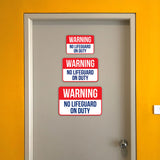 Classic Framed Plus Warning No Lifeguard On Duty Wall or Door Sign | Indoor Gym & Pool Signage