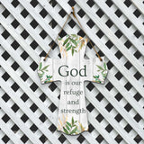 God is our refuge and strength Cross Hanging Sign | Rustic Twine | Inspiring Religious Bible Decor