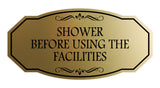 Signs ByLITA Victorian Shower Before Using the Facilities Wall or Door Sign