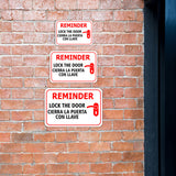 Classic Framed Plus Friendly Reminder: Lock the door / Cierra la puerta con llave Door or Wall Sign | Business & Warehouse Signage
