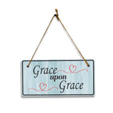 Grace Upon Grace 5x10 Hanging Plus Wall or Door Sign | Religious Home Decor