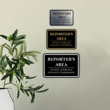 Signs ByLITA Classic Framed Reporter's Area. Do Not Approach Without Permission Door or Wall Sign Durable ABS Plastic | Laser Engraved | Easy Installation | Courtroom
