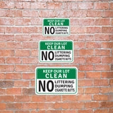 Classic Framed Plus Keep Our Lot Clean No Littering Dumping Cigarette Butts Door or Wall Sign | Health & Safety Signage